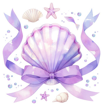 PNG Purple coquette sea shell invertebrate seashell seafood.