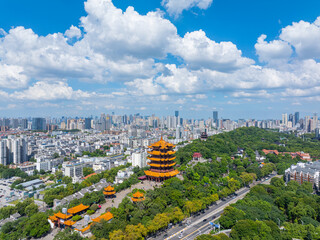Summer scenery of Yellow Crane Tower Park in Wuhan