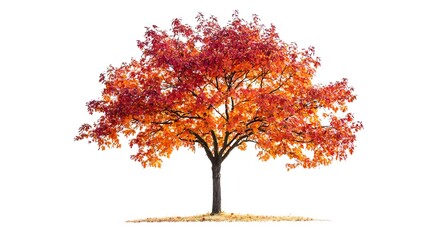 Vibrant Maple Leaves in Autumn Nature Scenery on White Background