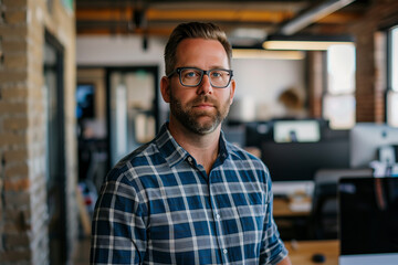 Obraz premium Young business employee working in modern office 