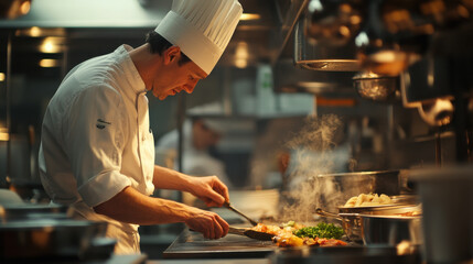 An impromptu capture of a chef organizing ingredients, demonstrating their methodical approach and passion.