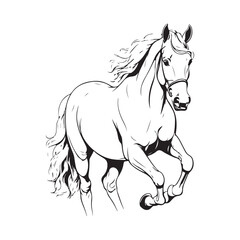 line art horse on white background. sketch style. Vector graphic icon animal.