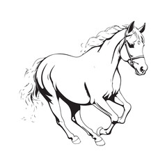 line art horse on white background. sketch style. Vector graphic icon animal.