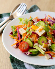 Vegetable mix salad with tofu