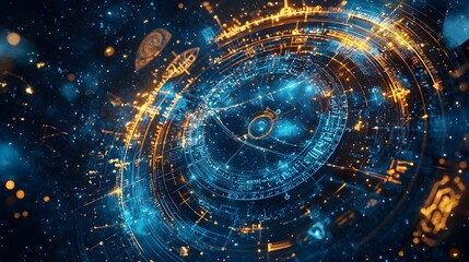 Ethereal Holographic Clock with Celestial Timekeeping Displays