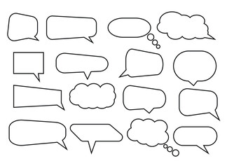 Fototapeta premium Speech Bubble set. Talk bubble. Blank empty vector white speech bubbles. Speak bubble text, cartoon chatting box, message box. Cartoon balloon word design 