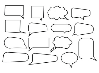Fototapeta premium Speech Bubble set. Talk bubble. Blank empty vector white speech bubbles. Speak bubble text, cartoon chatting box, message box. Cartoon balloon word design 