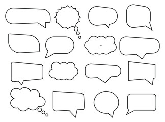 Set of speech bubbles. Speak bubble text, cartoon chatting box, message box. Blank empty vector white speech bubbles. Cartoon balloon word design.
