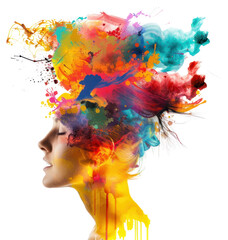 Fototapeta premium PNG Colorful abstract artistic portrait, transparent background