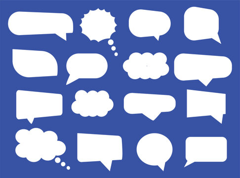 Set of speech bubbles. Speak bubble text, cartoon chatting box, message box. Blank empty vector white speech bubbles. Cartoon balloon word design.
