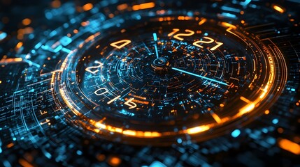 Holographic Digital Clock Abstraction Visualizing Time Perception