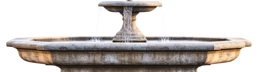 Stone Fountain with Water Flowing from Top Basin