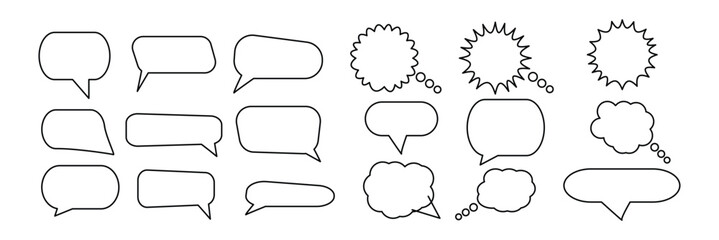 Obraz premium Speech bubble, speech balloon, chat bubble line art icon for apps and websites. speech bubble icons vector set, comic dialog clouds. 