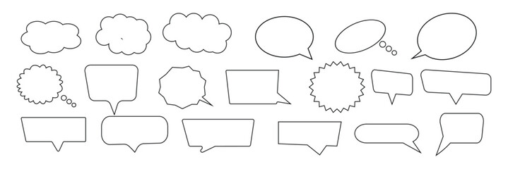 Fototapeta premium Speech bubble, speech balloon, chat bubble line art icon for apps and websites. speech bubble icons vector set, comic dialog clouds. 