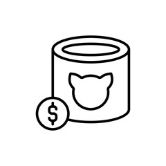 Cat food outline icons, minimalist vector illustration ,simple transparent graphic element .Isolated on white background