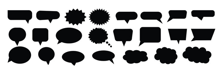 Speech Bubble Balloon Icon | Blank Bubbles | Communication Symbol | Message Logo | Cartoon Sign | Isolated | Variations.
