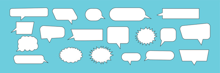 Speech Bubble Balloon Icon | Blank Bubbles | Communication Symbol | Message Logo | Cartoon Sign | Isolated | Variations.
