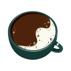 Beautiful cup of black coffee with foam