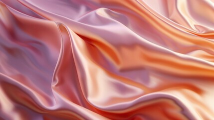 Obraz premium A close-up view of flowing silk fabric showcasing elegant folds and a blend of soft peach and lavender colors.