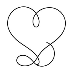 one line drawing heart love feeling vector illustration template design