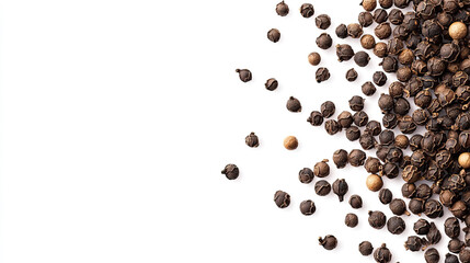 Obraz premium Black Pepper Spices Condiment with Copy Space on an Isolated White Background