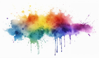 Fototapeta premium Rainbow watercolor splash on white