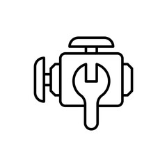 Engine repair outline icons, minimalist vector illustration ,simple transparent graphic element .Isolated on white background
