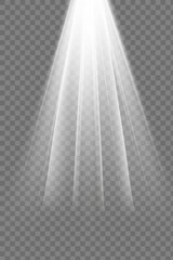 The spotlight shines on the stage. Llight from a lamp or spotlight. Lighted scene. Podium under the spotlight