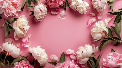 Elegant blooms arranged in a rectangular shape on a vibrant background, forming a captivating frame with negative space in the center.