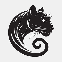 A striking vector illustration of a panther perched majestically, its intricate plumage rendered in elegant black and white.