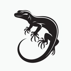 A striking vector illustration of a lizard perched majestically, its intricate plumage rendered in elegant black and white.