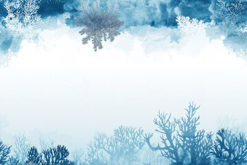 Underwater-inspired coral pattern in shades of blue creates a cool, calming effect. The seamless design evokes the serene beauty of ocean life with intricate coral formations.