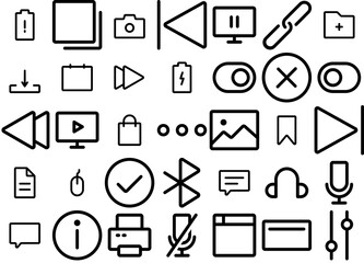 Mega Set Of Vector Simple Line Icons Collection Isolated Silhouette Solid Icons Including Toggle,Power,Menu,Arrow,Control Infographic Simple Vector Illustration Logo