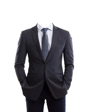 A headless man in a business suit cut out transparent isolated on white background PNG file