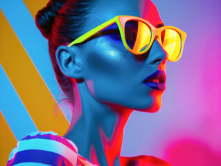 A woman wearing sunglasses is the main focus of the image