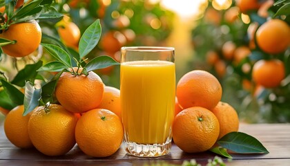 Glass of Orange Juice Next to Oranges