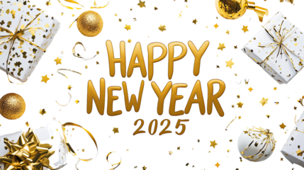 Happy new year 2025 transparent background