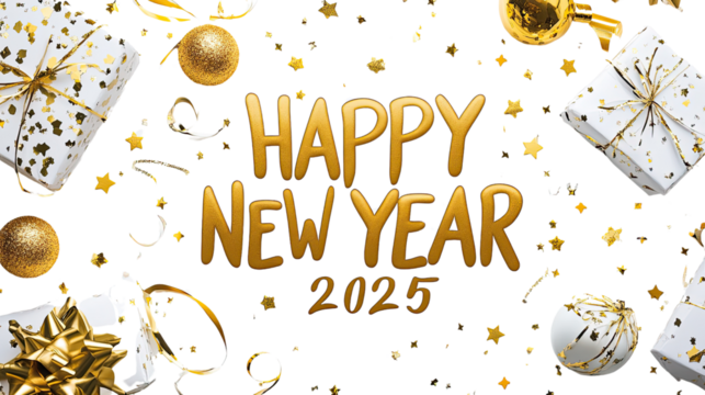 Happy new year 2025 transparent background