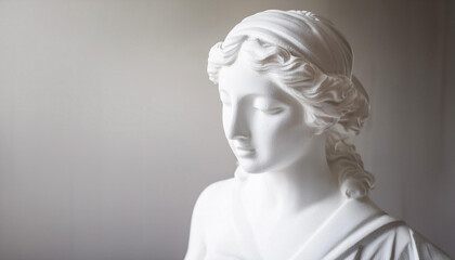 Statue of Woman Standing in a Room and Copy Space