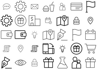 A Collection Of Monetary Closed Vector Symbols Apps, Websites Ui Designs Suitable For Place,Gift,Location,Calendar,Cash Vector Illustration Linear Pictogram Pack