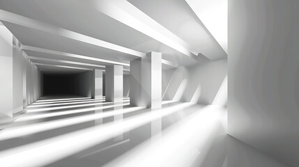 Obraz premium The Captivating Grey White Perspective Geometric Lighting Background: A Visual Delight of Symmetry and Illumination.