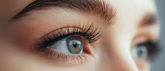 Obraz premium Close-up of a Blue Eye with Long Eyelashes