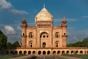 Sander jung (jang) Tomb in Delhi, India. The tomb is a sandstone and marble mausoleumI and itt was built in 1754 in the late Mughal Empire style for Nawab Safdarjung.