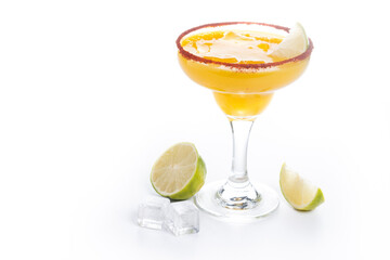Fresh mango cocktail. Mexican mango cocktail isolated on white background