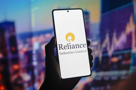 August 15, 2024, Paraguay. In this photo illustration, the Reliance Industries Limited logo is displayed on a smartphone screen.