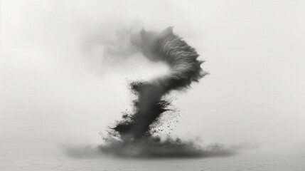 A swirling black smoke formation creating an abstract number two.