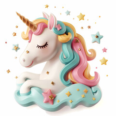 Naklejka premium 3D unicorn in white background vector image