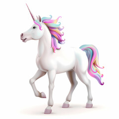 Naklejka premium 3D unicorn in white background vector image