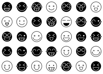 Set Of Emoticon Vector Symbols Apps, Websites Ui Designs Suitable For Feelings,Emoji,Smileys,Happy,Emoticons Outline Icons Collection. Simple Vector Illustration