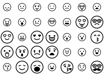 Set Of Linear Emoji Icons Web Header Banner Design Containing Emoji,Smile,Emotion,Face,Emoticon Vector Icons Illustration Collection